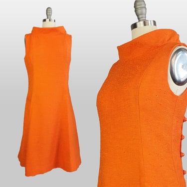 1960s Dress / 1960s Sheath Dress / 1960s Mod Dress / Orange 1960s Dress / Orange Cocktail Dress / Size Large 