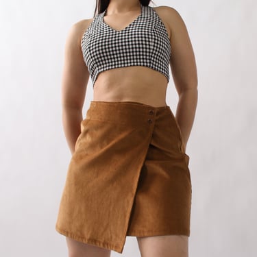 Vintage Corduroy Wrap Miniskirt - W29