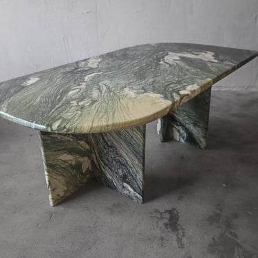 Post Modern Swirled Green Marble Coffee Table 