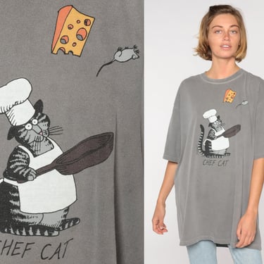 Kliban Cat Shirt Crazy Shirts Tshirt 90s Chef Cat Mouse Cheese Shirt Cartoon 1990s Graphic Shirt Vintage Tee Retro T Shirt Extra Large xl 