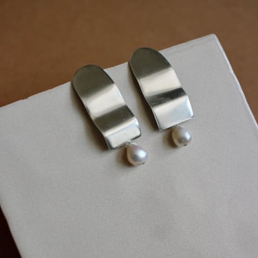 Sterling Silver Geometric Dangle Statement Earrings / Handmade Jewelry 