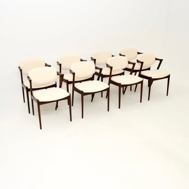 Set of Eight Danish Vintage Rosewood Model 42 Dining Chairs by Kai Kristiansen