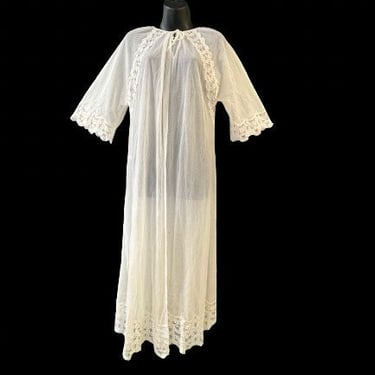 white peignoir robe 1950s ethereal lace sheer robe large 