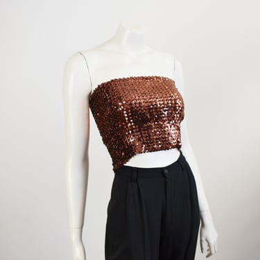 1980s Copper Sequined Tube Top - M 