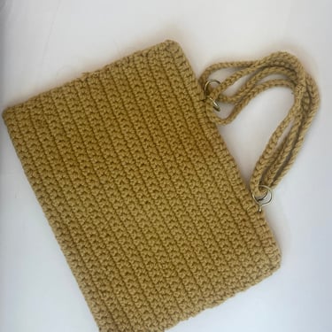 vintage yellow knit handbag 