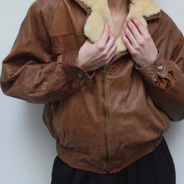 Beautiful Vintage Leather & Mouton Bomber