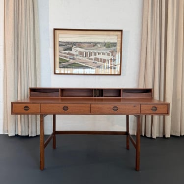 Scandinavian Modern Teak Flip-Top Partners Desk By Peter Løvig Nielsen