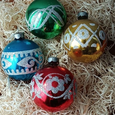 Vintage Christmas Ornaments | Set of 4 