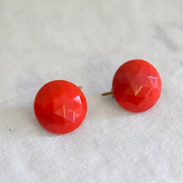 1950s/60s Faceted Red Glass Clip Earrings 