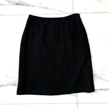 Vintage Ann Taylor 100% Wool Pencil Skirt Black Lined Womens 8P 