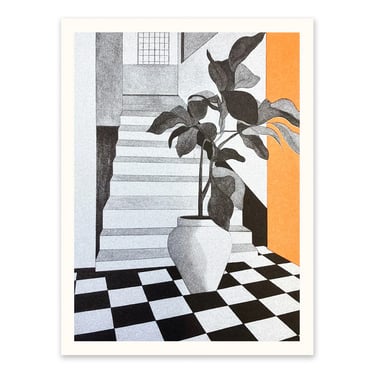 Black White & Orange Interior 1 6x8 Print