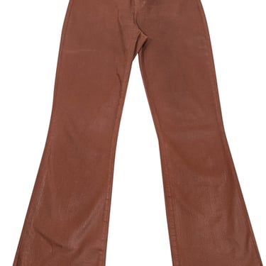 L'Agence - Earthy Brown Coated Crop Flare Jeans Sz 2