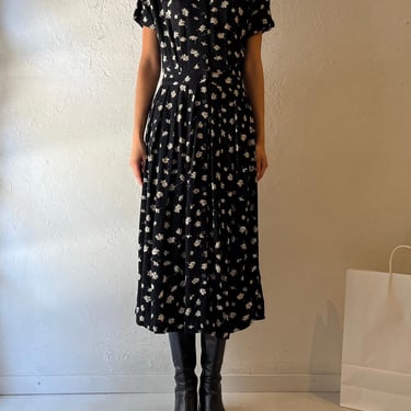 90s ‘Liz Claiborne’ Rayon Floral Dress / Medium 