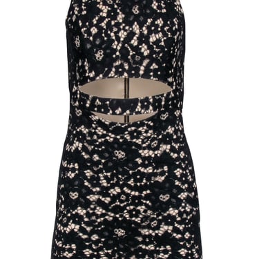 NBD - Black & Cream Lace Cut Out Mini Dress Sz S