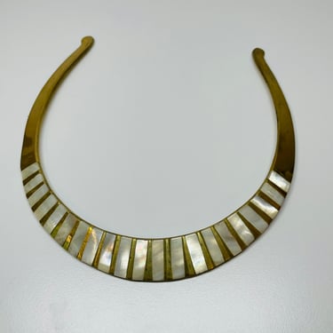 Mother of Pearl and Brass Torc Necklace