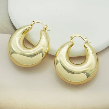 Statement Chunky Geometric Hoop Earrings, Oval Earrings, Sku#J364