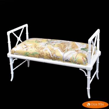 Faux Bamboo White  Bench