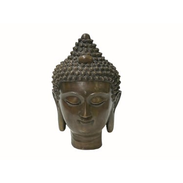 Vintage Chinese Brown Bronze Color Metal Buddha Head Figure ws4332E 