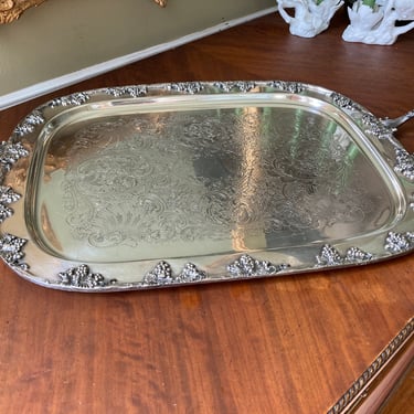 Silver Tray with Grape Cluster Border 