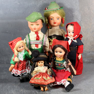 Set of 6 Vintage National Costume Dolls - Celluloid and Plastic Vintage Dolls - For the Doll Collector - Art & Assemblage | FREE SHIPPING 