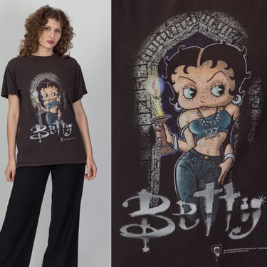 90s Betty Boop Buffy The Vampire Slayer T Shirt - Men's Medium, Women's large | Vintage Faded Black Graphic Retro Cartoon Tee 