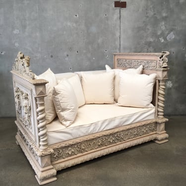 Antique French Hand Carved Daybed