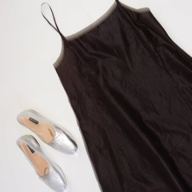 Silk Slip Dress in Brown