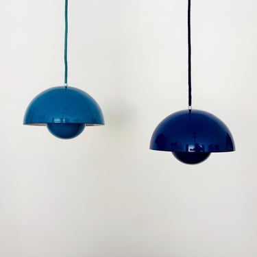 Amazing Set of 2 1st Edition VP1 Flowerpot Pendant Lamps by Verner Panton | 1960s 