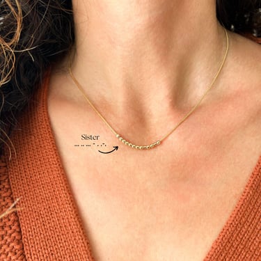Gift for Sister, Personalized Morse Code Necklace, Sister Gift Morse Code, 14k Gold Filled, Sister In law Gift, Friendship Gift 