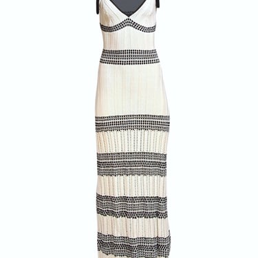 Ramy Brook - Ivory & Black Crochet Knit Sleeveless Maxi Dress Sz S