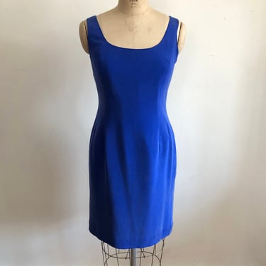 Bright Blue Sandwashed Silk Mini Dress - 1990s 