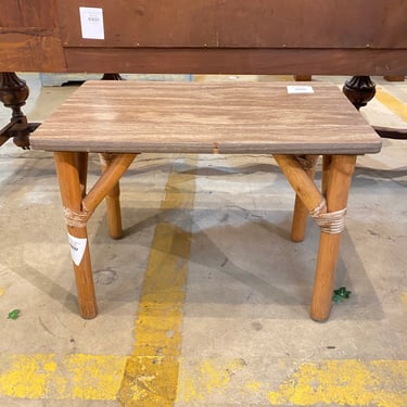 Mid-Century Modern Rattan Side Table