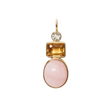 Oval Column Charm - Green Amethyst, Citrine + Pink Conch Cabochon — Charm + Chain Trunk Show