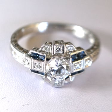 Deco-Inspired Semi Mount Engagement Ring