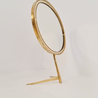 Rare Mid Century Vanity brass Table Mirror by United Workshops Munich Germany 1960s 