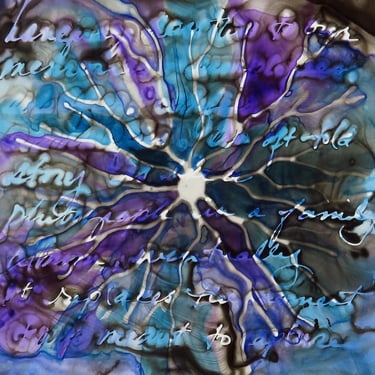 An Oft-Told Story: Original neuron ink painting on yupo - neuroscience art literature Karen Joy Fowler 