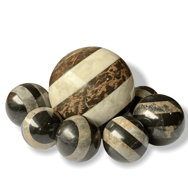 Grouping of Six Vintage Striped Marble Spheres