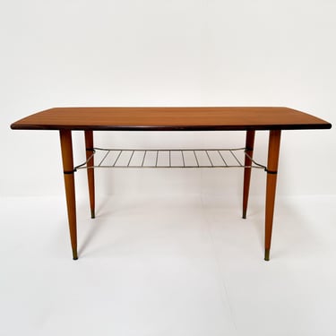 Mid-Century Modern Coffee Table with Brass Details 