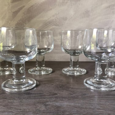 1970's Luminarc Vandange verres glassware Scandinavian Design Barware, Blown Glass,6 Wine,Cocktail Glasses, Made in France 