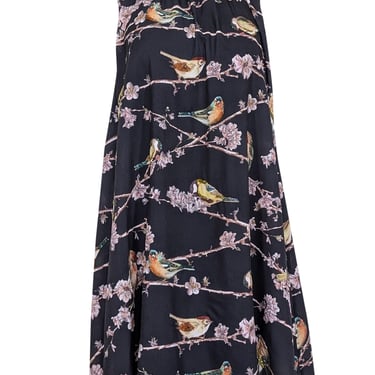 Ted Baker - Black w/ Bird &amp; Floral Print Sleeveless Mock Neck Dress Sz 8