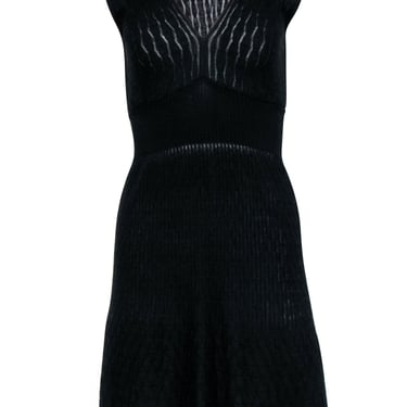 M Missoni - Black Knit V-Neckline Cap Sleeve Dress Sz 4