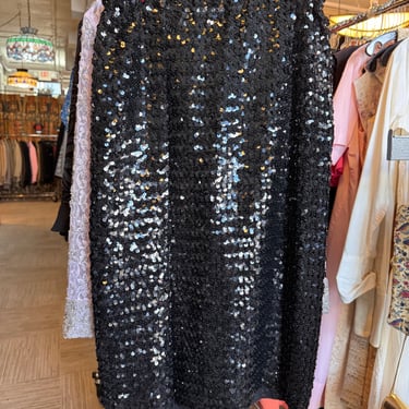 1980s Black Sequin Pencil Skirt