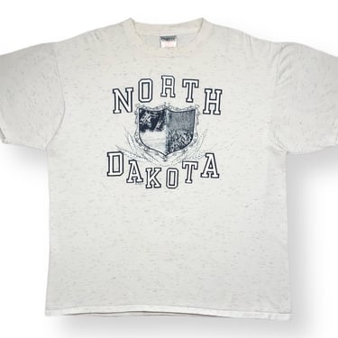 Vintage 90s North Dakota Crest Logo Destination/Souvenir Style Graphic T-Shirt Size XL 