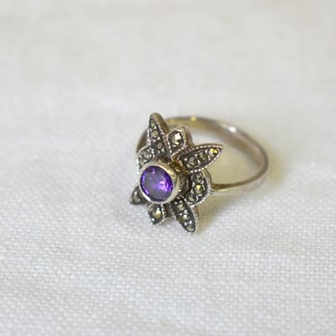 1990s Sterling Marcasite Ring, Size 8 