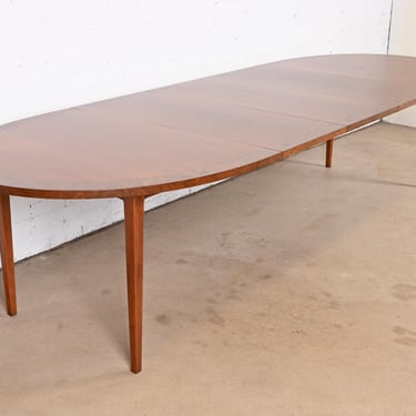 Directional Mid-Century Modern Cherry and Burl Wood Extension Dining Table, Newly Refinished