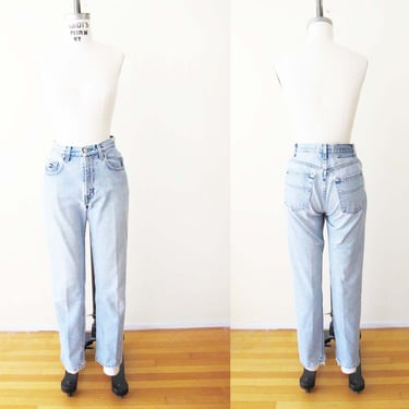 90s Tommy Hilfiger Womens Light Wash Denim Jeans 27 - 1990s Grunge High Waist Worn In Faded Blue Jeans Slim Skinny Leg 