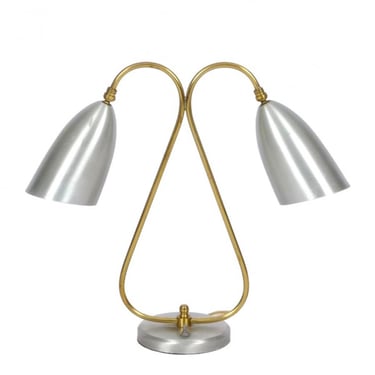 C.1960 Brass And Brushed Aluminum 2 Head Lamp