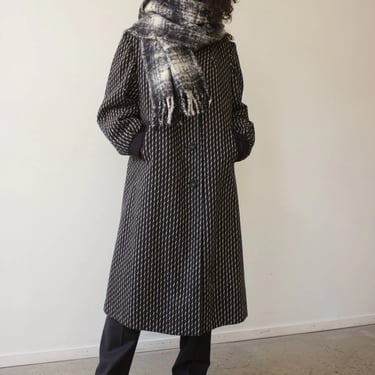 1980s Black and White Wool Coat 