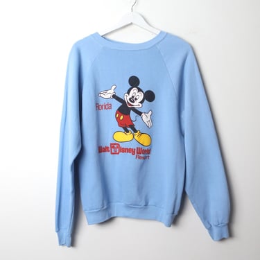 vintage 1980s FLORIDA mickey mouse DISNEY world resort blue raglan sweatshirt - size LARGE - great condition 