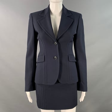 FUTURE OZBEK Size 4 Navy Polyamide Blend Single Breasted Blazer Mini Skirt Set
